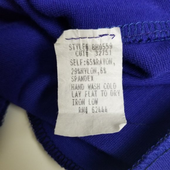 Nicole Miller Studio One Mock Neck Pleated Fitted Dress Blue Small - Picture 12 of 16